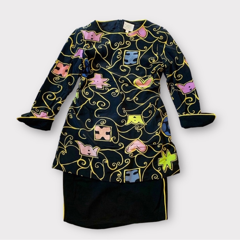 Vintage 1980s Kathryn Dianos Silk Layered Dress